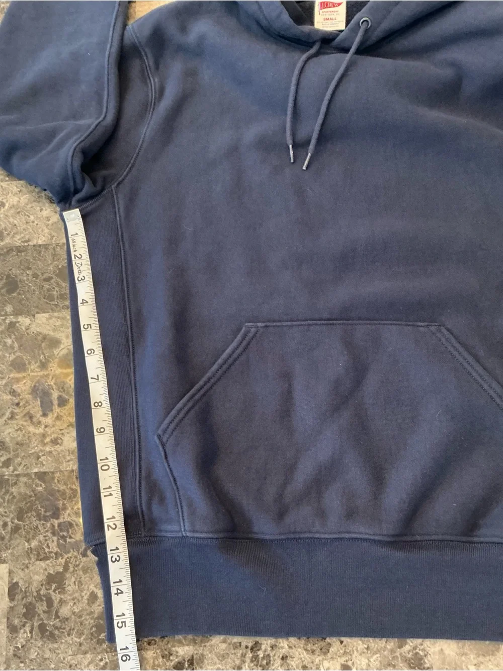 J. Crew 14oz Fall Fleece Heritage Hoodie Navy Pullover Sweatshirt Mens Unisex SM